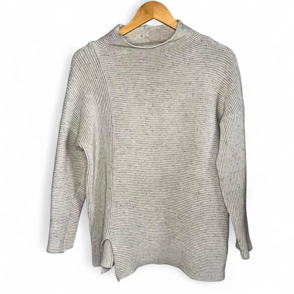 French Connection Ribbed Speckled Mock Neck Tunic Sweater XS Oversized⁠